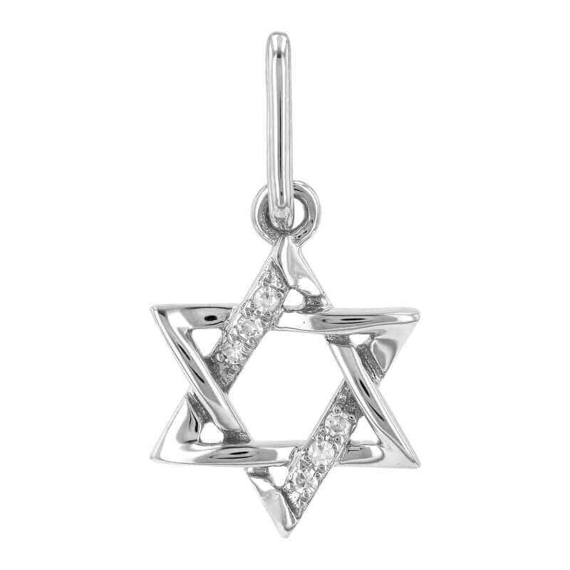 Silver Star of David pendant with sparkling gemstones from our exclusive jewelry collection.