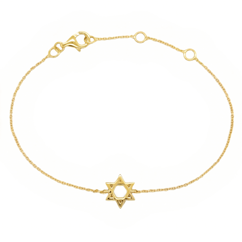 Dainty gold bracelet with Star of David charm from our exclusive jewelry collection.