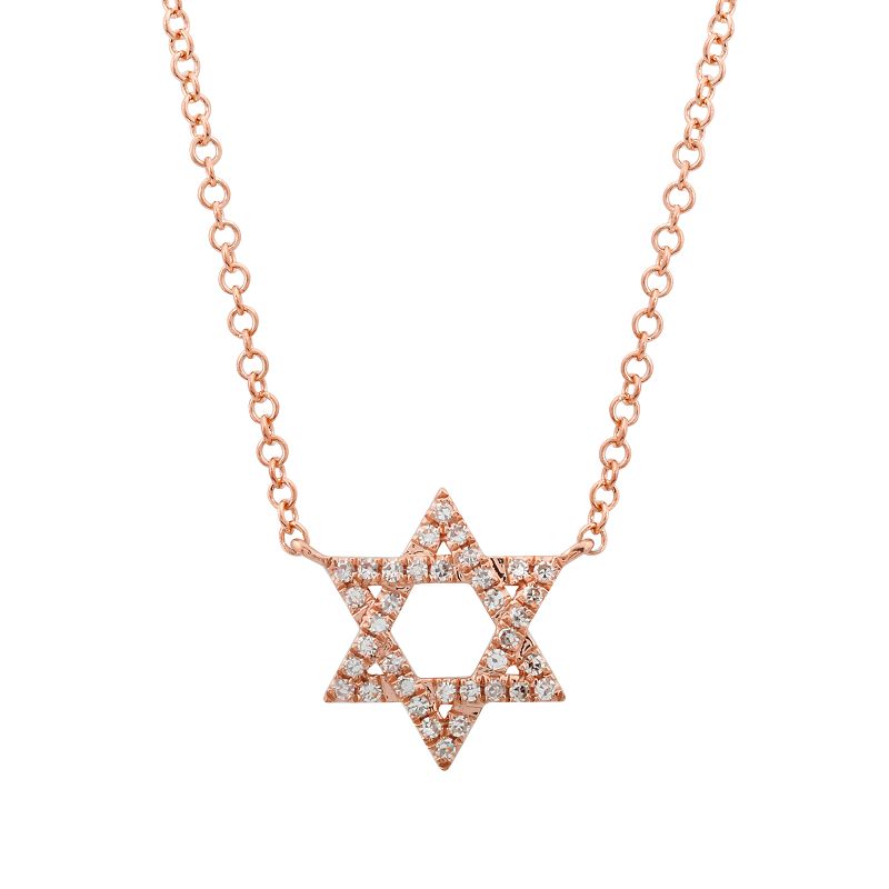 14K Gold Small Star Of David Diamond Necklace Rose Gold Necklaces by Izakov Diamonds + Fine Jewelry | Izakov
