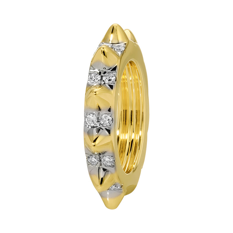 14K Gold Spikes Diamond Rondelle featuring diamonds set between spikes, combining bold design and refined elegance.