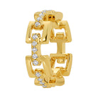 Square Links Diamond Rondelle in 14K gold with diamonds by Izakov Fine Jewelry, showcasing elegant geometric design.