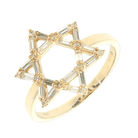 Star Of David Baguette Diamond Ring featuring a 14mm diamond centerpiece in 14K gold by Izakov Fine Jewelry.