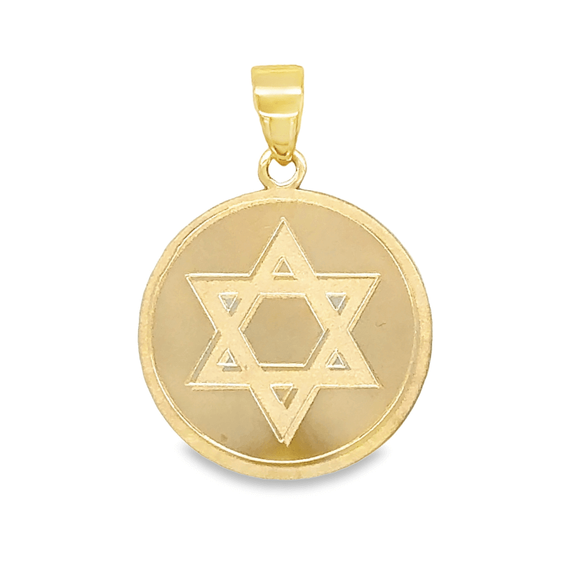 14K Gold Star of David Circle Tag Necklace Charm Yellow Gold Charms & Pendants by Izakov Diamonds + Fine Jewelry | Izakov