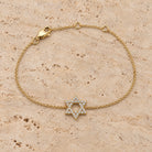 Star of David Diamond Bracelet in 14K yellow gold, styled, Izakov Fine Jewelry