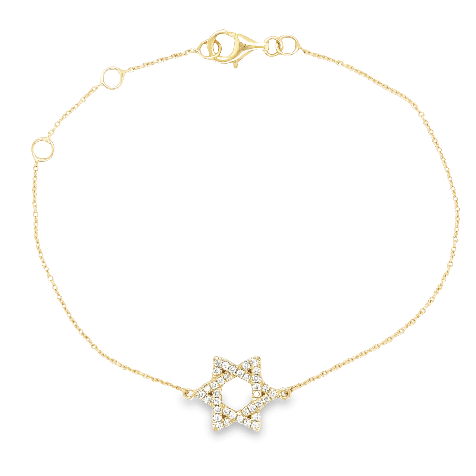 14K Gold Star Of David Diamond Bracelet - Bracelets - Izakov Diamonds + Fine Jewelry