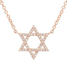 Diamond-encrusted Star of David necklace in rose gold on a delicate chain from our premium jewelry collection.