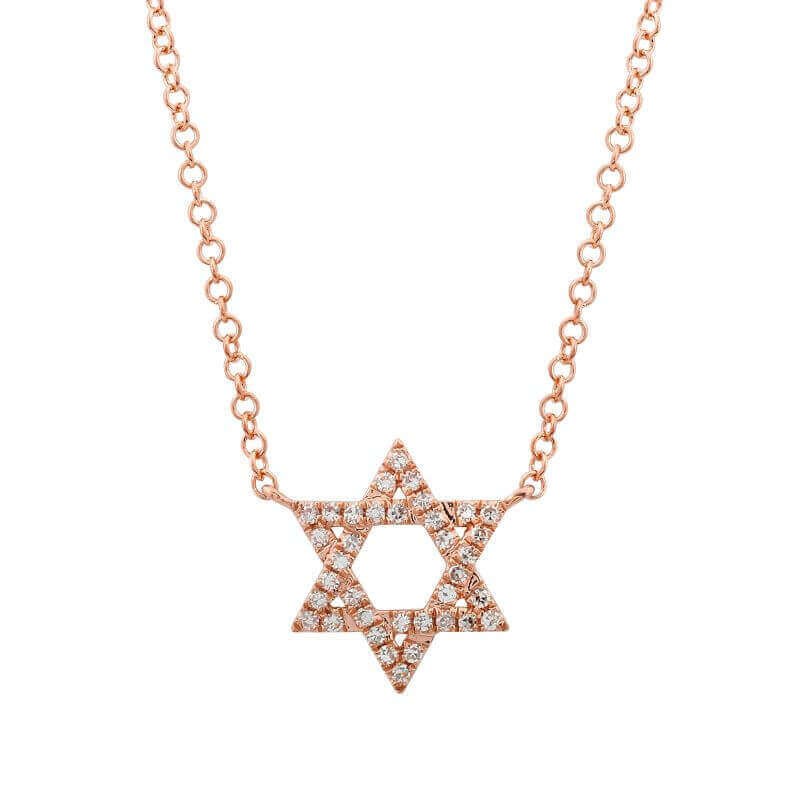 Rose gold necklace with a star-shaped pendant encrusted with sparkling diamonds, from our exclusive jewelry collection.