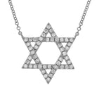 Diamond Star of David pendant on a silver chain, elegant jewelry piece from our exclusive collection, perfect for any occasion.