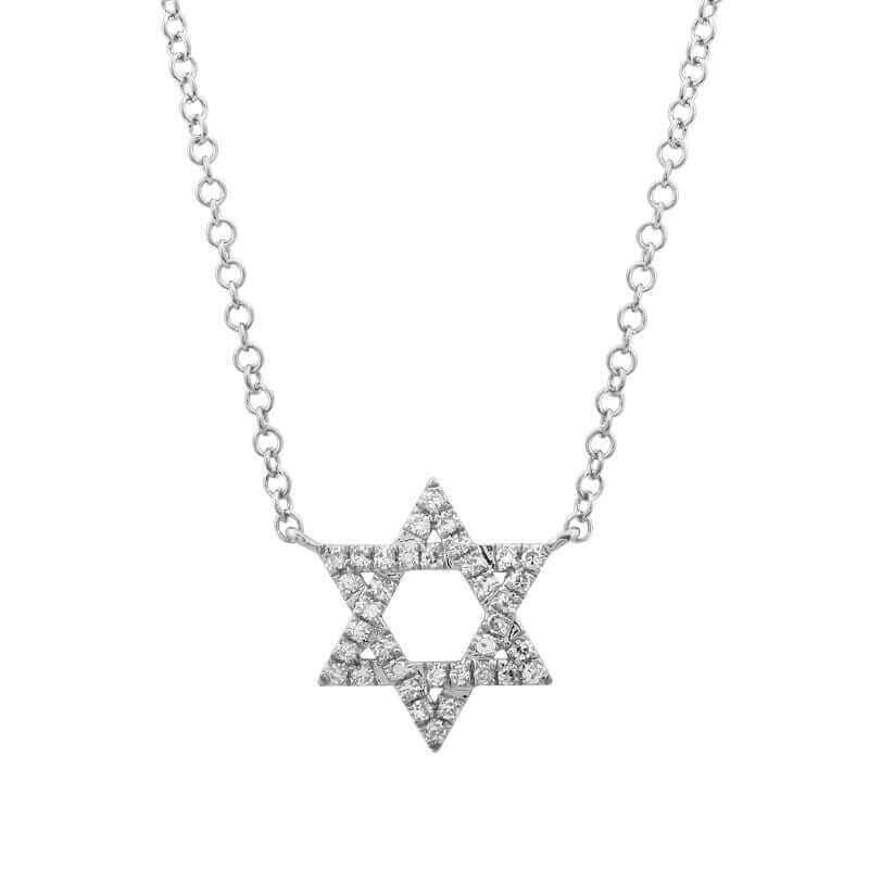 Elegant diamond Star of David necklace on a sterling silver chain from our exclusive jewelry collection.