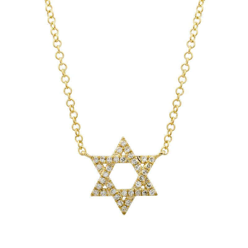 Gold Star of David necklace with diamonds by our jewelry brand