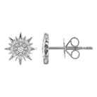 Sunburst diamond stud earrings in white gold setting from our luxury jewelry collection.