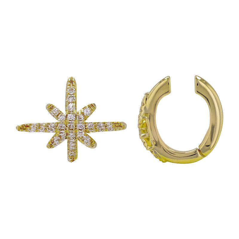 Starburst diamond and gold hoop earrings - elegant jewelry from our exclusive collection.