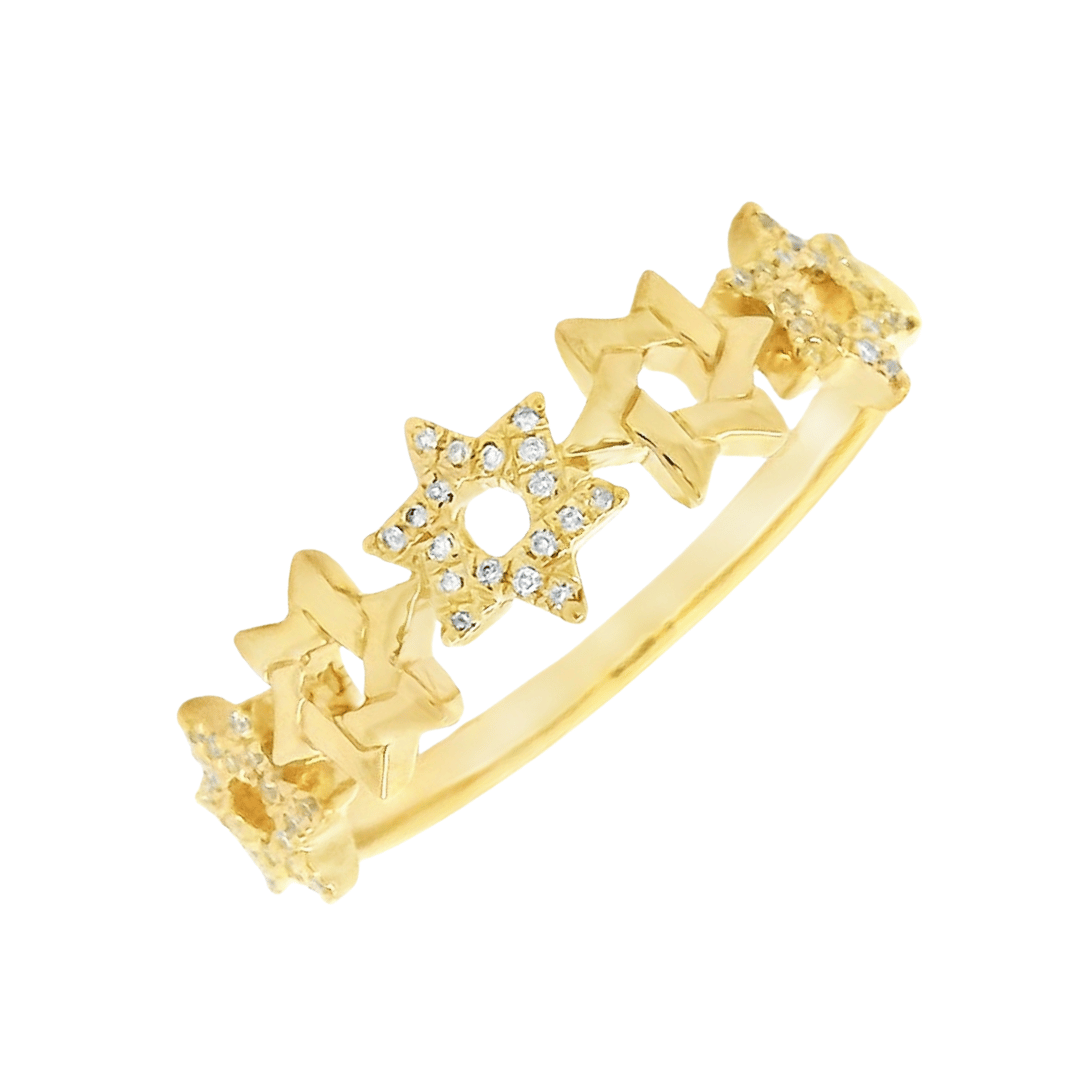 14K Gold Stars Of David Diamond Ring Rings by Izakov Diamonds + Fine Jewelry | Izakov