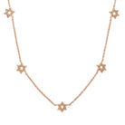 14K Gold Stars of David station necklace with five stunning Star of David stations for a touch of luxury and elegance