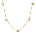 14K Gold Stars of David Station Necklace with five gold Star of David charms on a delicate gold chain