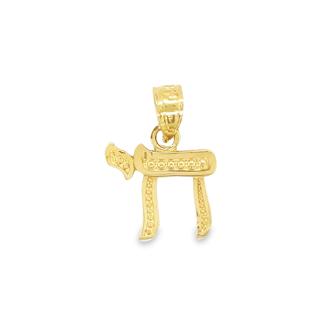 14K Gold Textured Chai Necklace Charm Yellow Gold Charms & Pendants by Izakov Diamonds + Fine Jewelry | Izakov