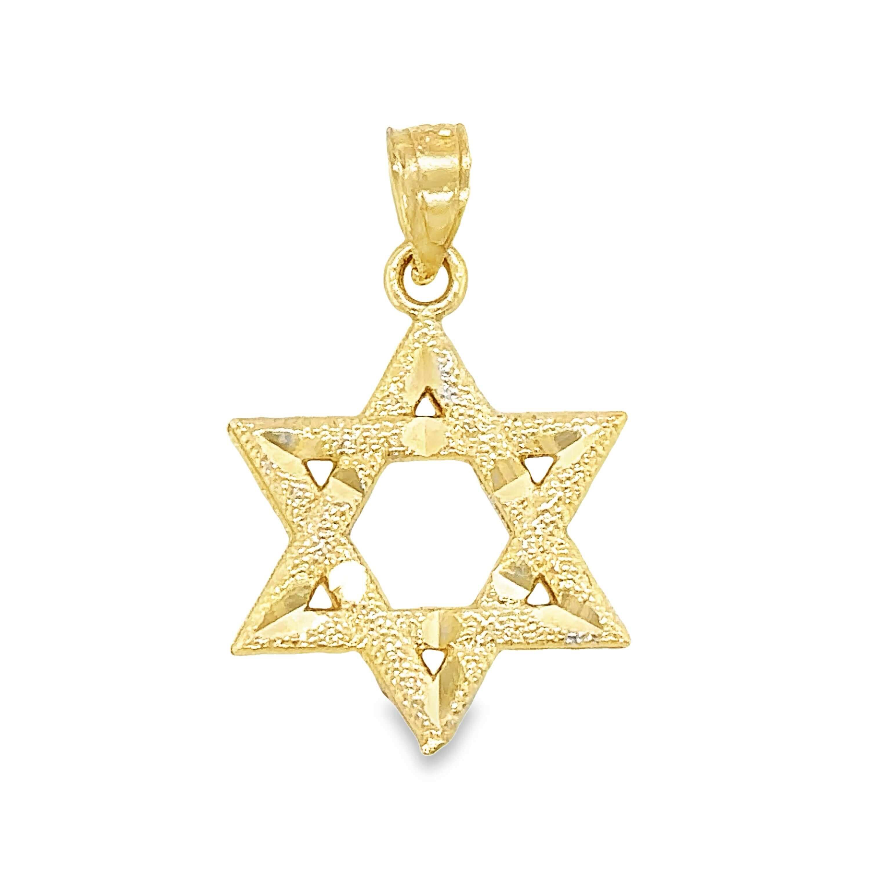 14K Gold Textured Star of David Necklace Charm - Charms & Pendants - Izakov Diamonds + Fine Jewelry