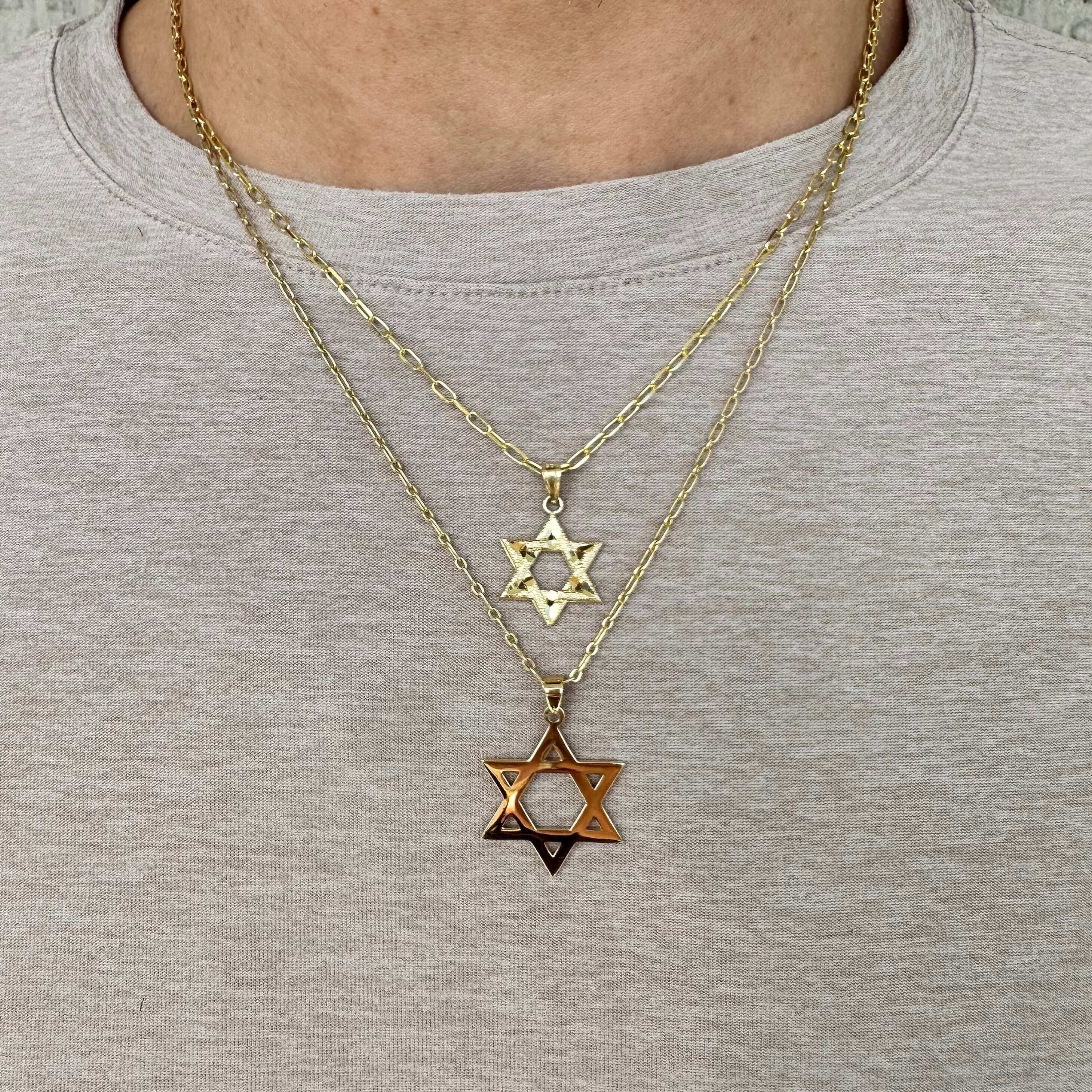 14K Gold Textured Star of David Necklace Charm - Charms & Pendants - Izakov Diamonds + Fine Jewelry