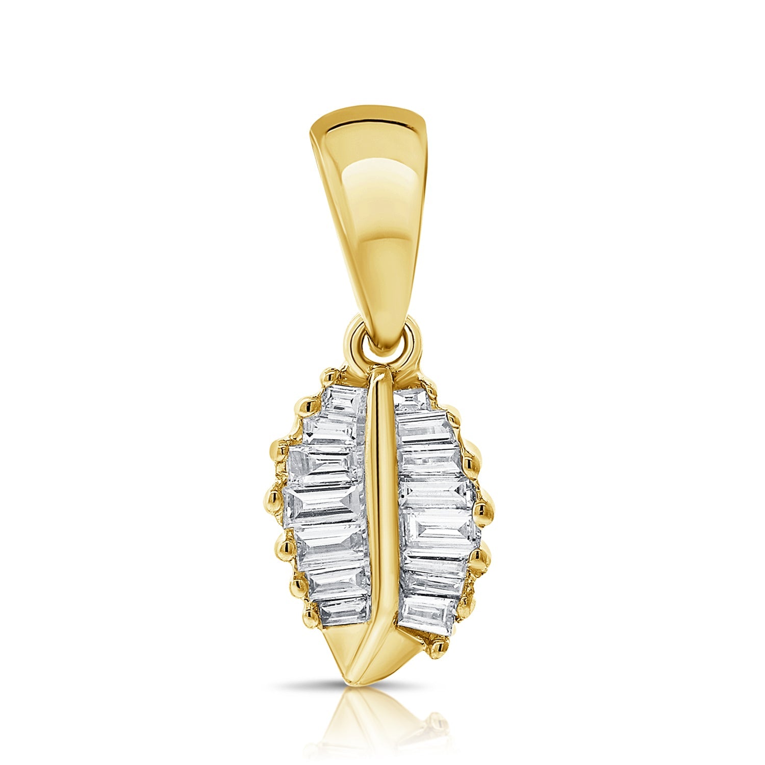 14K Gold Tropical Leaf Baguette Diamond Necklace Charm Yellow Gold Charms & Pendants by Izakov Diamonds + Fine Jewelry | Izakov