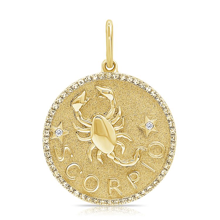 14K Gold Zodiac Sign Diamond Necklace Charm Scorpio Yellow Gold Charms & Pendants by Izakov Diamonds + Fine Jewelry | Izakov