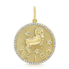 Gold Aries zodiac pendant with diamond accents from our luxury jewelry collection