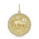 Gold Leo zodiac pendant with detailed lion design and diamond accents for jewelry lovers.