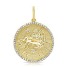 Gold Sagittarius zodiac pendant with diamond accents from our luxury jewelry collection.