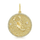 Gold Scorpio zodiac pendant with diamond accents by our jewelry brand