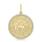 Gold Taurus zodiac pendant with diamond accents from our jewelry collection.