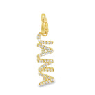 Personalized Diamond Block Nameplate Charm in 14K gold with sparkling diamonds, designed by Izakov Fine Jewelry.