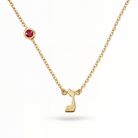 Hebrew Initial Gemstone Bezel Necklace