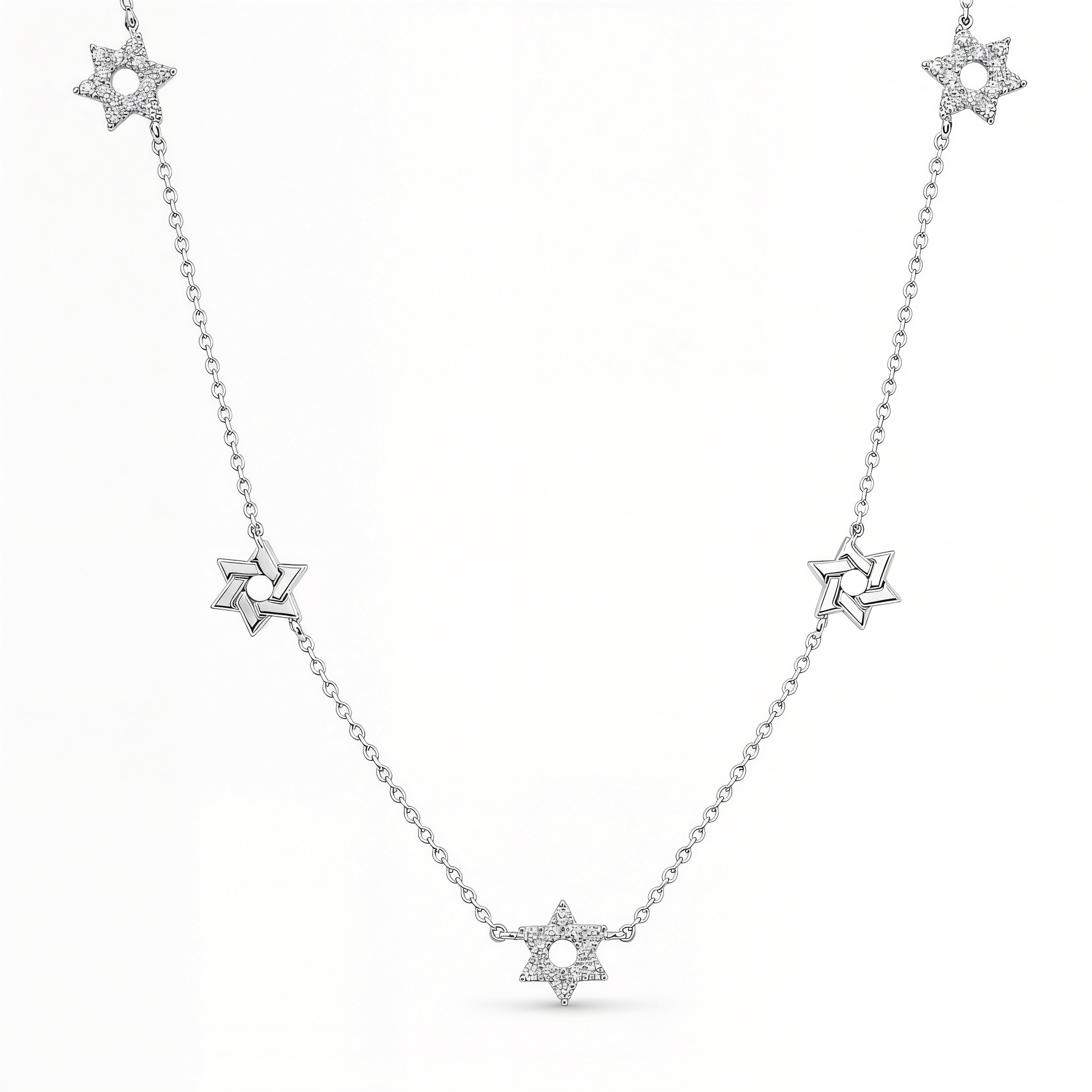 Stars of David Station Diamond Necklace