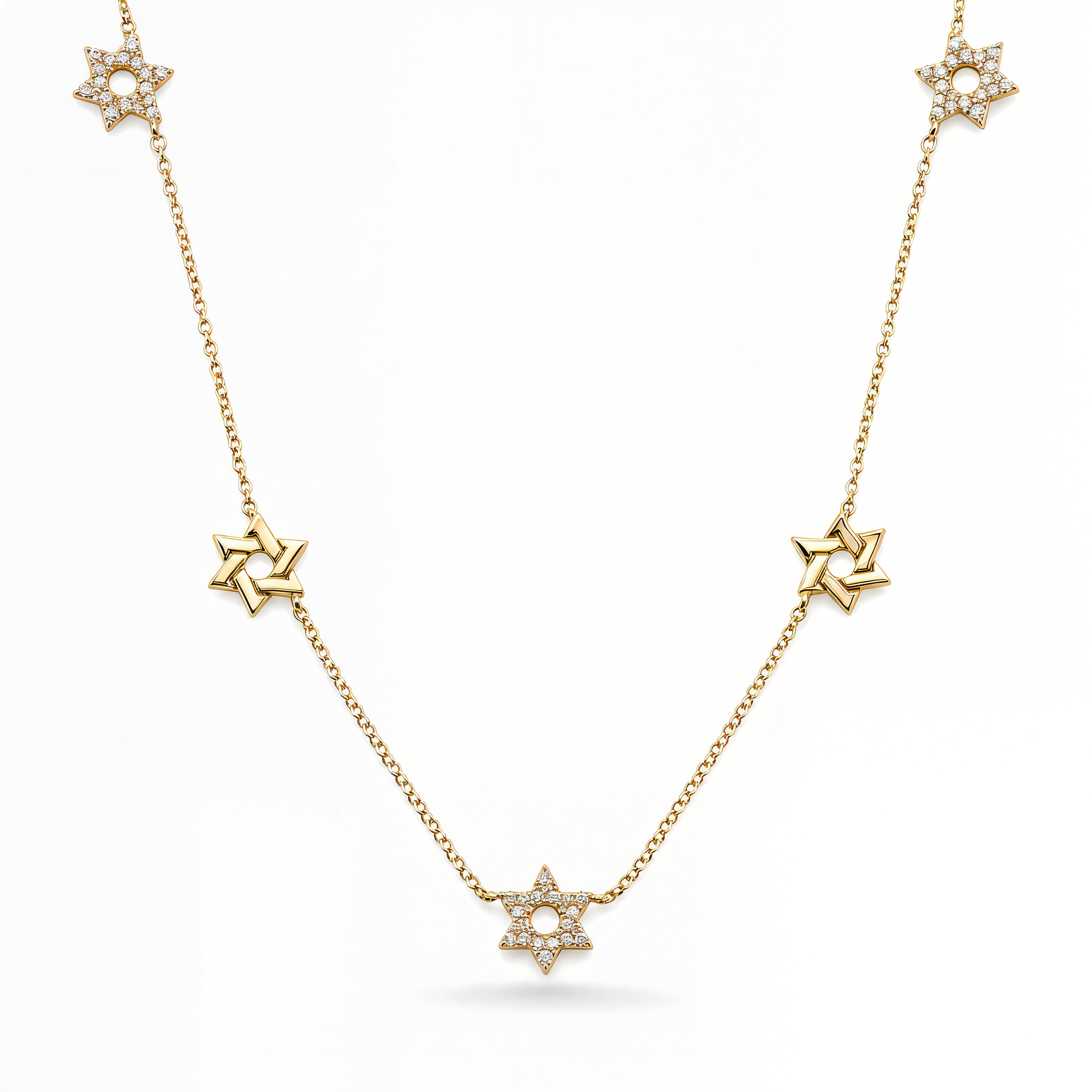 Stars of David Station Diamond Necklace
