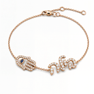 Personalized Motif Hebrew Diamond Nameplate Bracelet