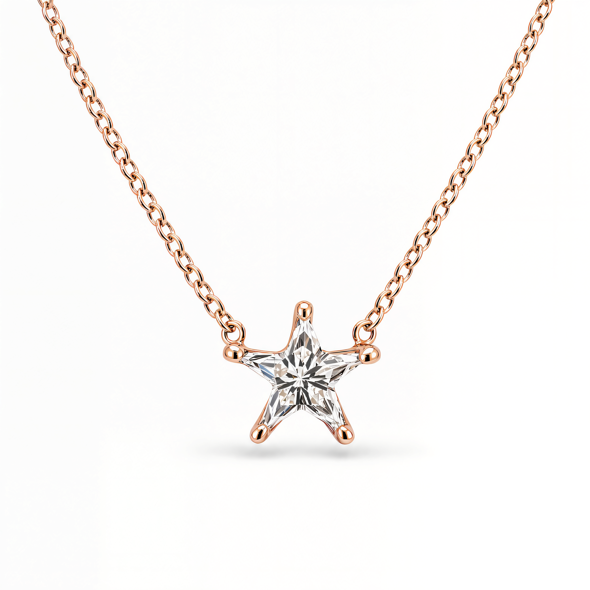 Floating Solid Star Shaped Diamond Necklace