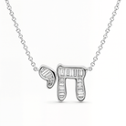 Hebrew Chai Baguette Diamond Necklace