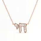Hebrew Chai Baguette Diamond Necklace