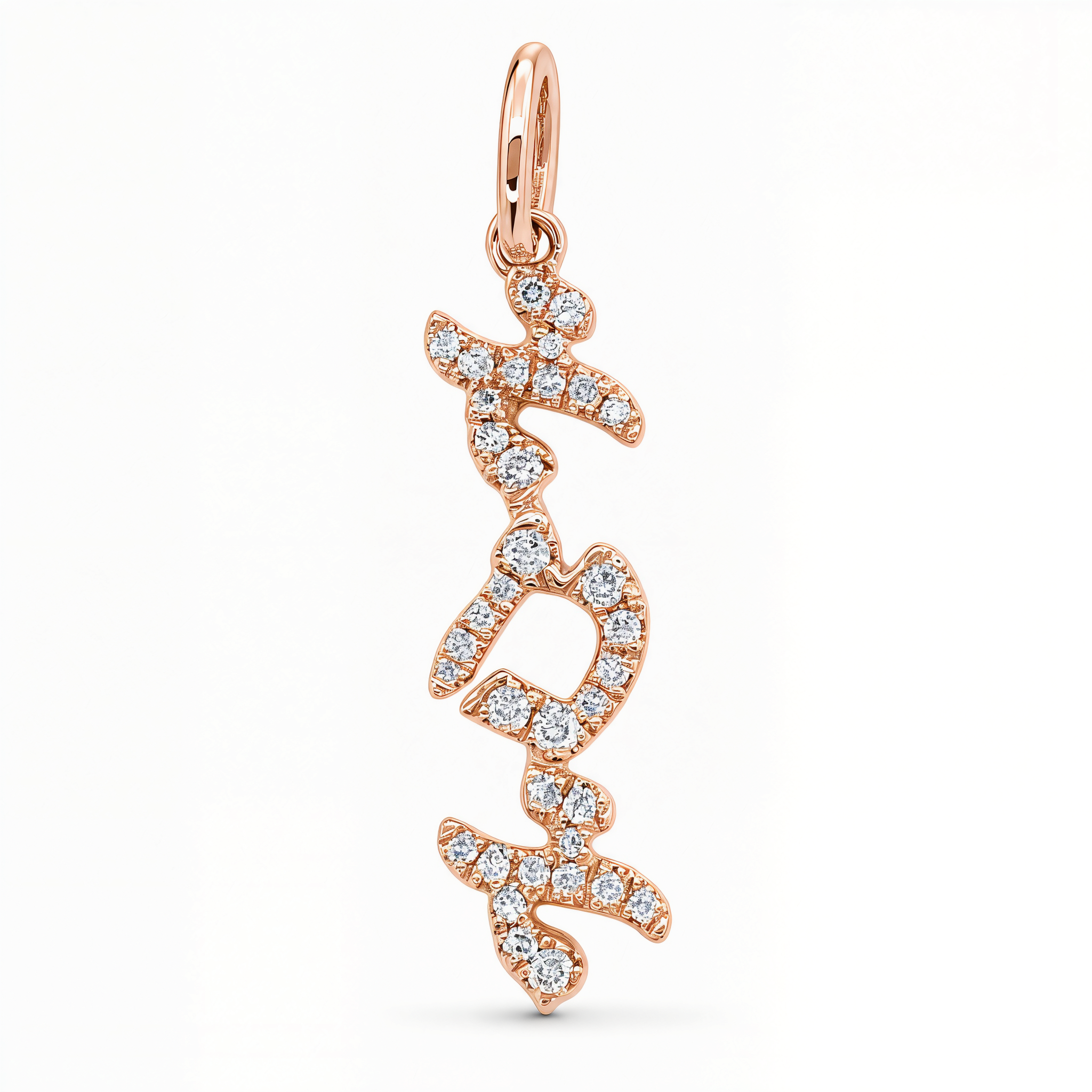 Vertical Tilted Hebrew Mom Diamond Necklace Charm