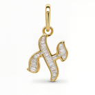 Baguette Diamond Hebrew Initial Necklace Charm