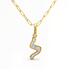 Baguette Diamond Hebrew Initial Necklace Charm