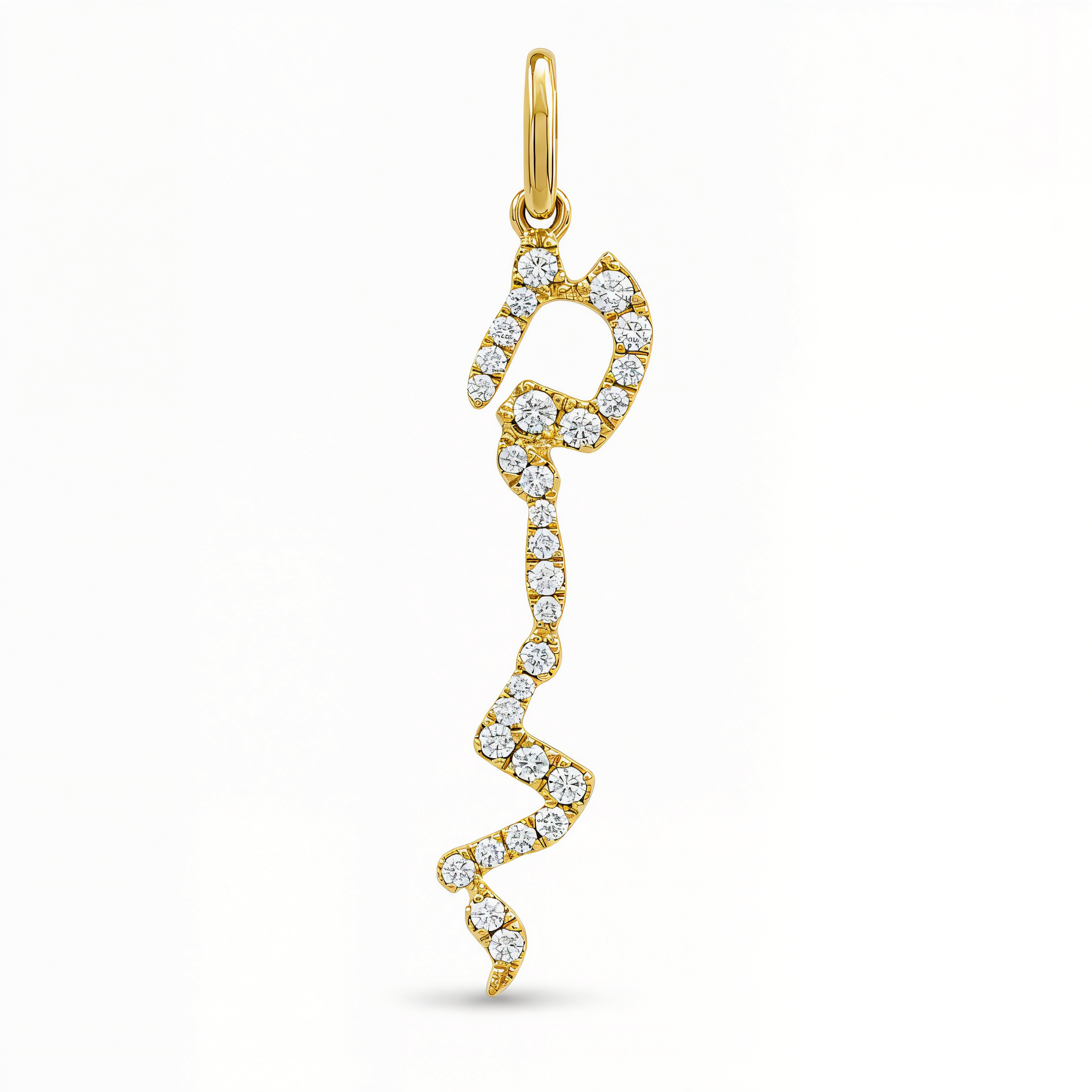 Personalized Vertical Tilted Hebrew Diamond Name Charm
