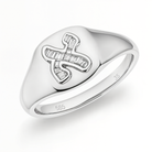 Baguette Diamond Hebrew Initial Signet Pinky Ring
