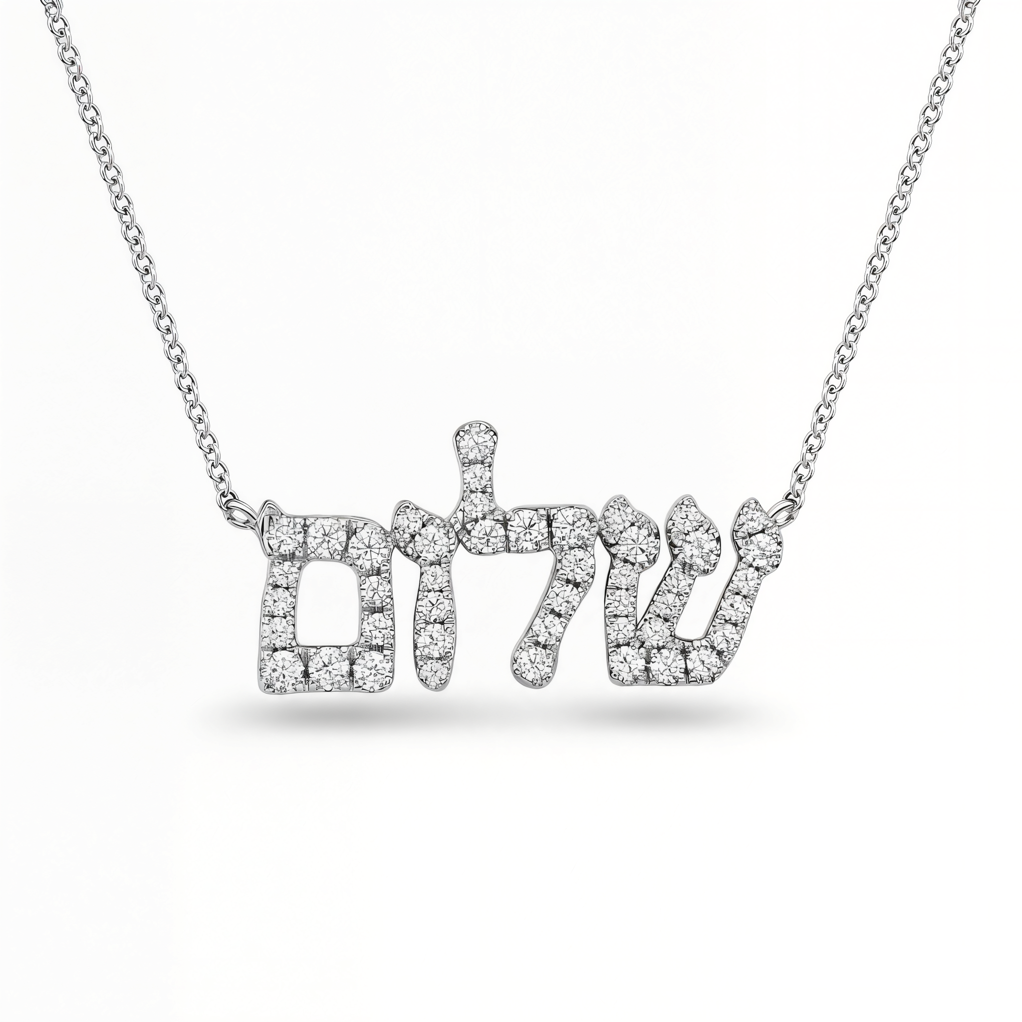 Personalized Hebrew Diamond Nameplate Necklace