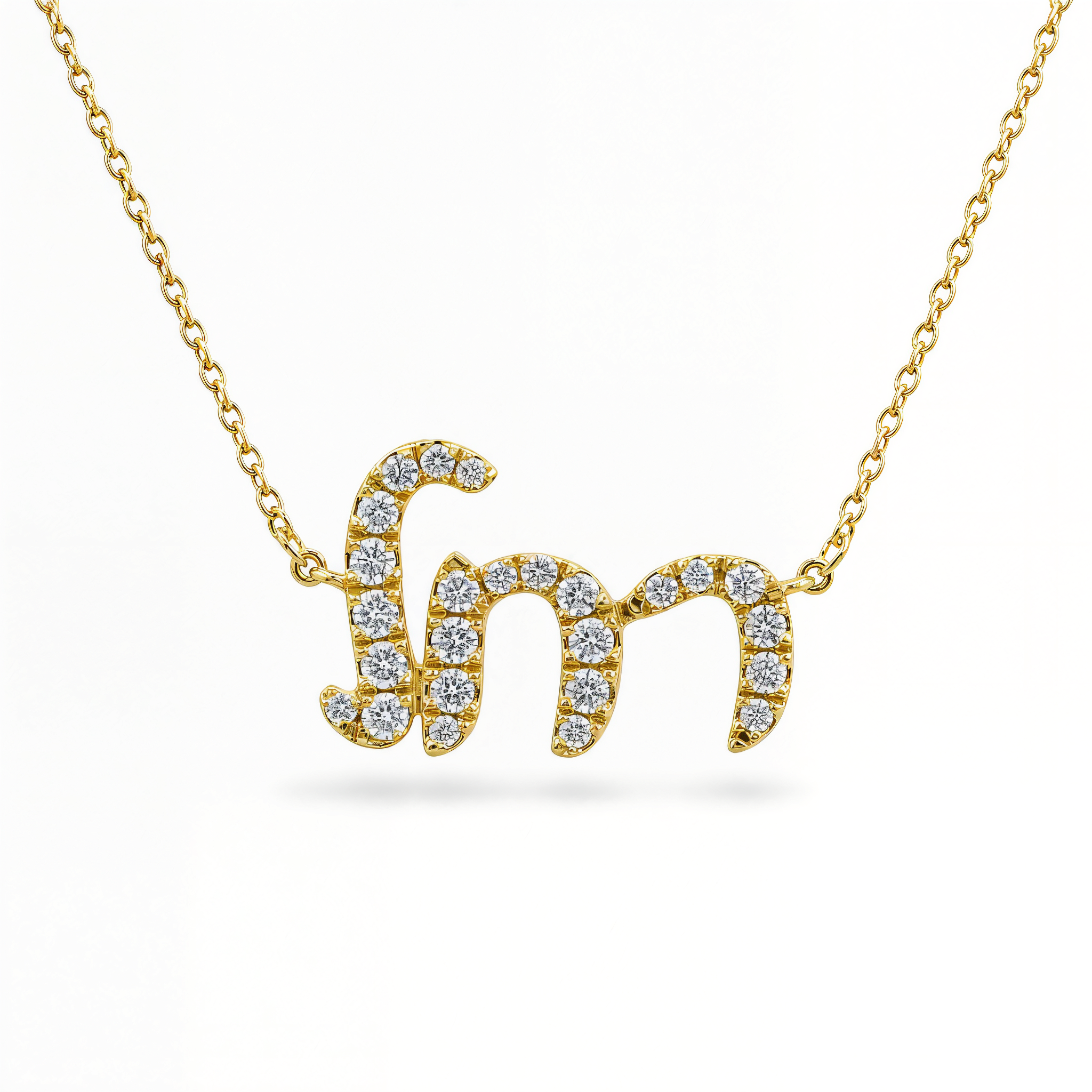 Personalized Hebrew Diamond Nameplate Necklace
