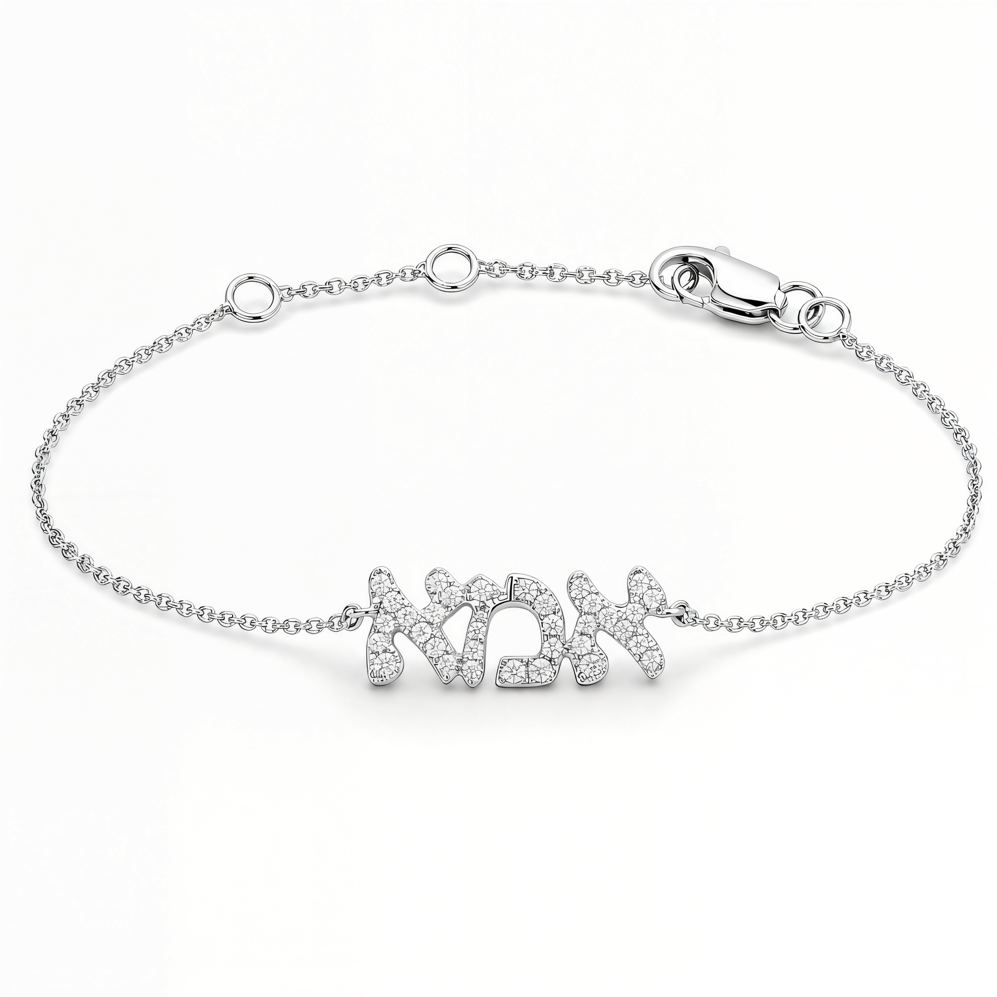 Diamond Hebrew Mom Bracelet