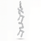 Vertical Tilted Hebrew Love Diamond Necklace Charm worn on hand