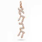 Vertical Tilted Hebrew Love Diamond Necklace Charm, alternate angle