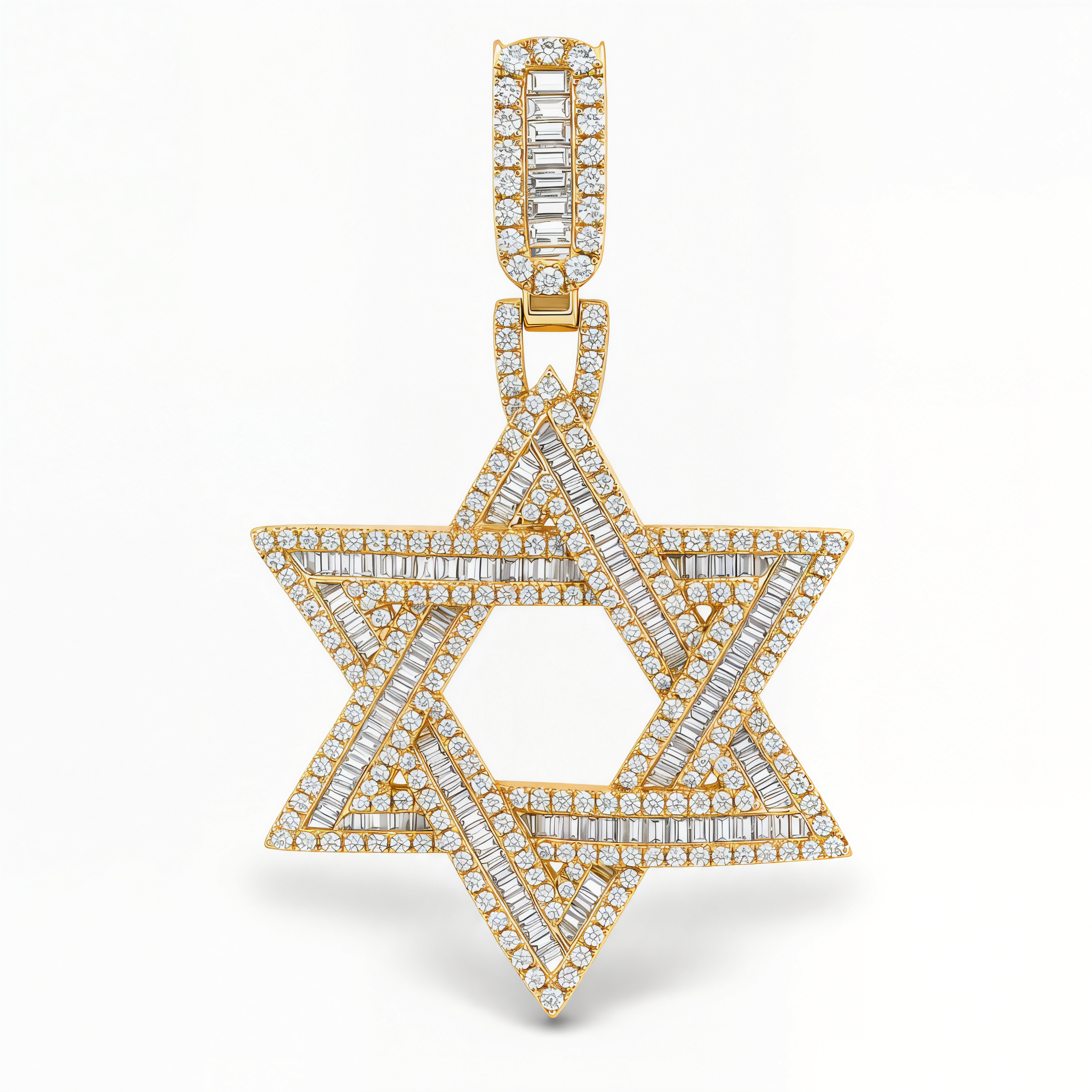 Iced Baguette Diamond Star of David Pendant
