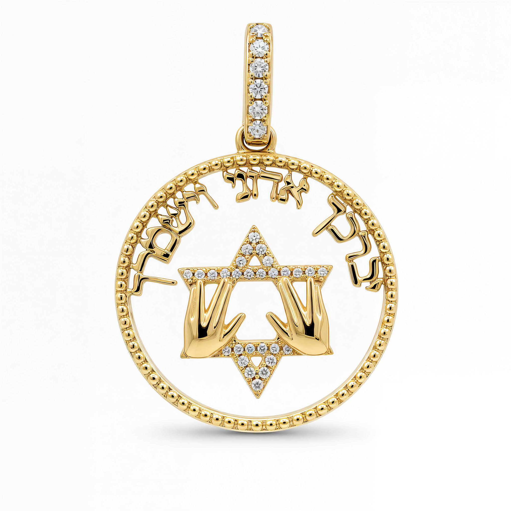 Diamond Priestly Blessing on Crystal Pendant ©