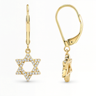 Diamond Star Of David Leverback Drop Earrings